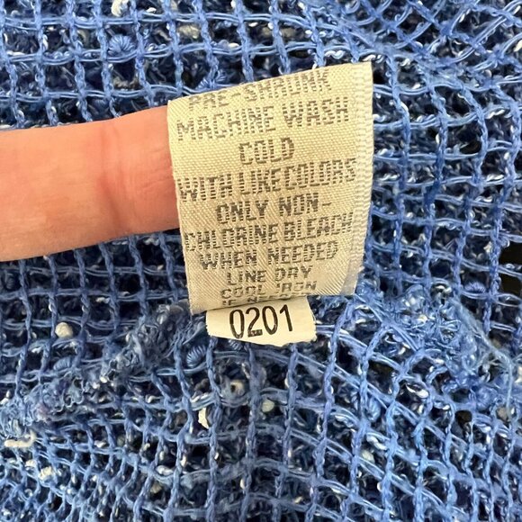Lulu B Tunic Top‎ Womens XL Blue Net Mesh Mermaid Fishnet Open Knit 3/4 Sleeve - Picture 10 of 10